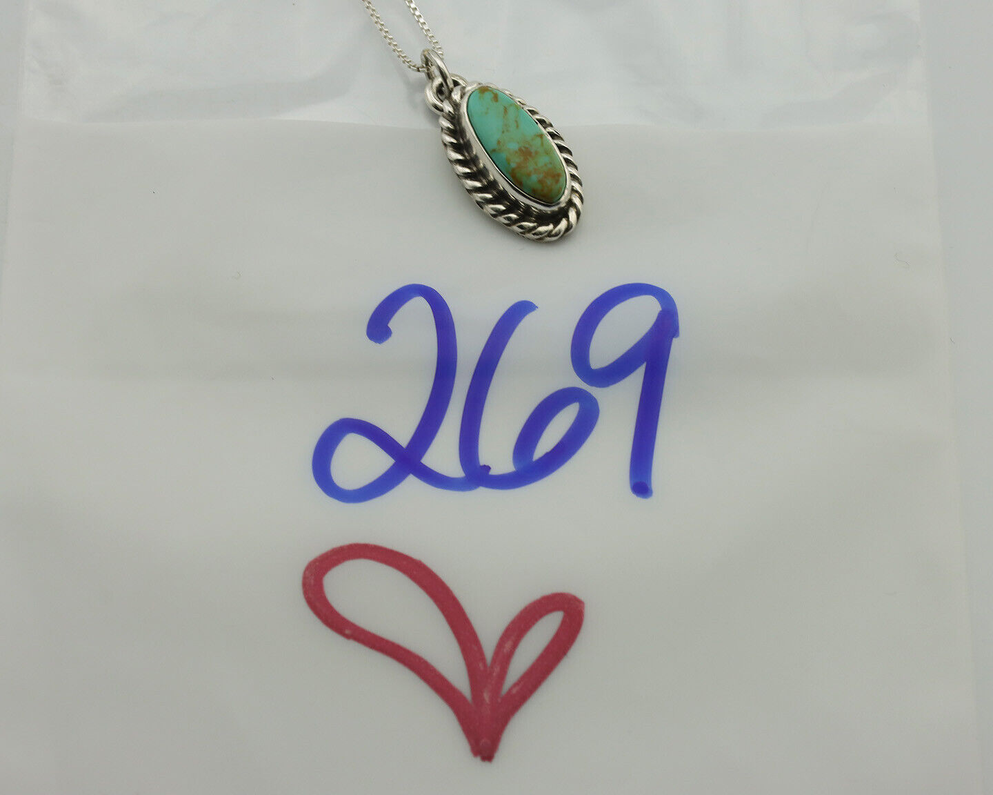 Navajo Necklace .925 Silver Arizona Turquoise Signed Gecko C.1980's