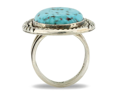 Navajo Ring 925 Silver Morenci Turquoise Signed Lee Bennett C.80's
