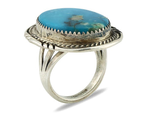 Navajo Ring 925 Silver Natural Mined Blue Gem Turquoise Signed M Begay C.80's