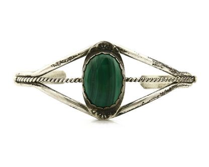 Women's Navajo Bracelet .925 Silver Natural Malachite Cuff Native American C80's