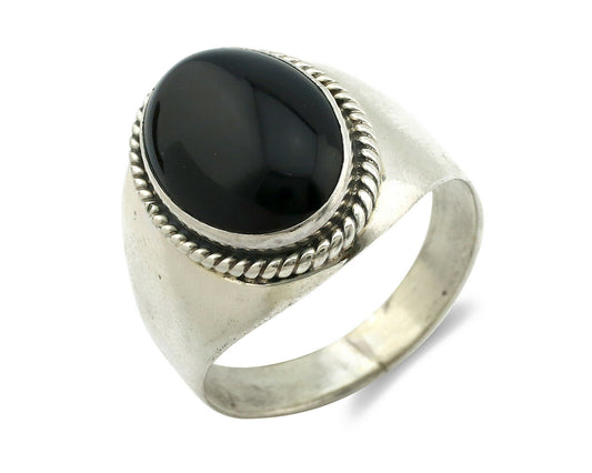 Navajo Ring .925 Silver Handmade Black Onyx Native American Artist C.80's