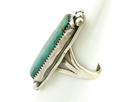 Navajo Ring .925 Silver Natural Aqua Turquoise Signed D C.80's