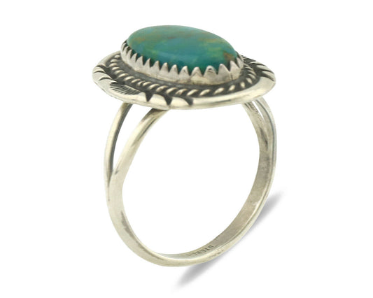 Navajo Ring .925 Silver Natural Turquoise Native American Artist C.1980's