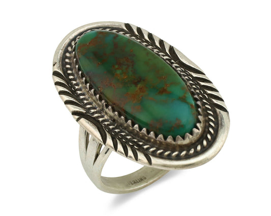 Navajo Ring .925 Silver Nevada Turquoise Artist Signed M Begay C.1980's