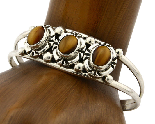 Navajo Bracelet .925 Silver Cats Eye Sapphire Gemstone Native Artist C80's