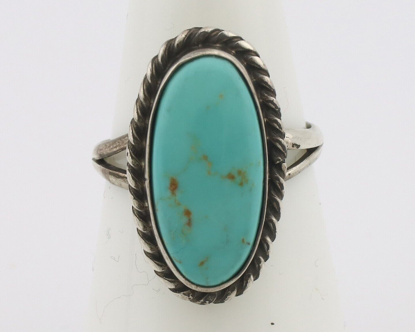 Navajo Handmade Ring 925 Silver Kingman Turquoise Signed M Montoya C.80's