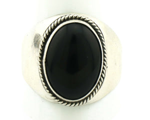 Navajo Ring .925 Silver Handmade Black Onyx Native American Artist C.80's