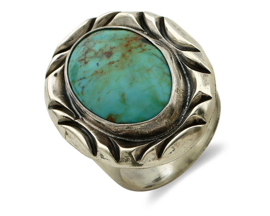 Navajo Ring 925 Silver Turquoise Mountain Artist Signed C Montoya C.80's