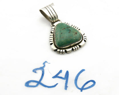 Navajo Pendant .925 Silver Kingman Turquoise Signed Artist FT C.80's