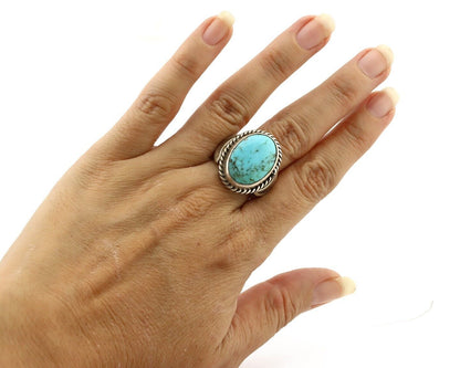 Navajo Handmade Ring 925 Silver Blue Turquoise Signed C Montoya C.80's