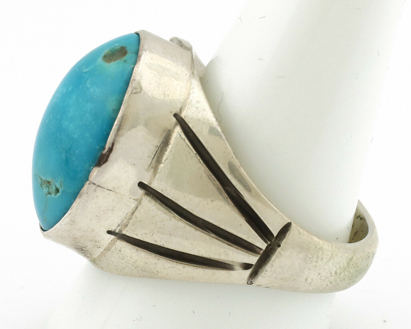 Navajo Ring .925 Silver Morenci Turquoise Native American Artist C.80's