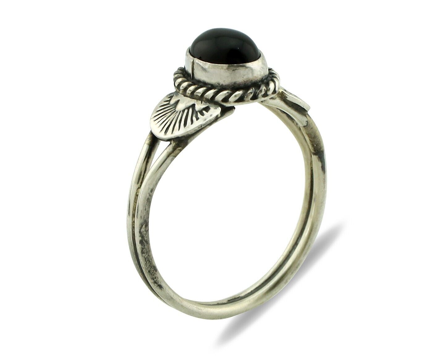 Navajo Ring 925 Silver Natural Mined Black Onyx Native American Artist C.80's