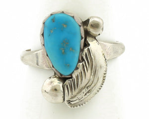 Zuni Ring 925 Silver Natural Mined Blue Turquoise Artist Signed Simplicio C.80's