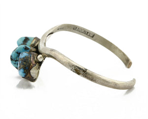 C.1980 Navajo F. Sandoval Morenci Turquoise .925 Silver Cuff Bracelet