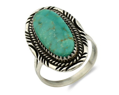 Navajo Ring .925 Silver Kingman Turquoise Native American Artist C.80's