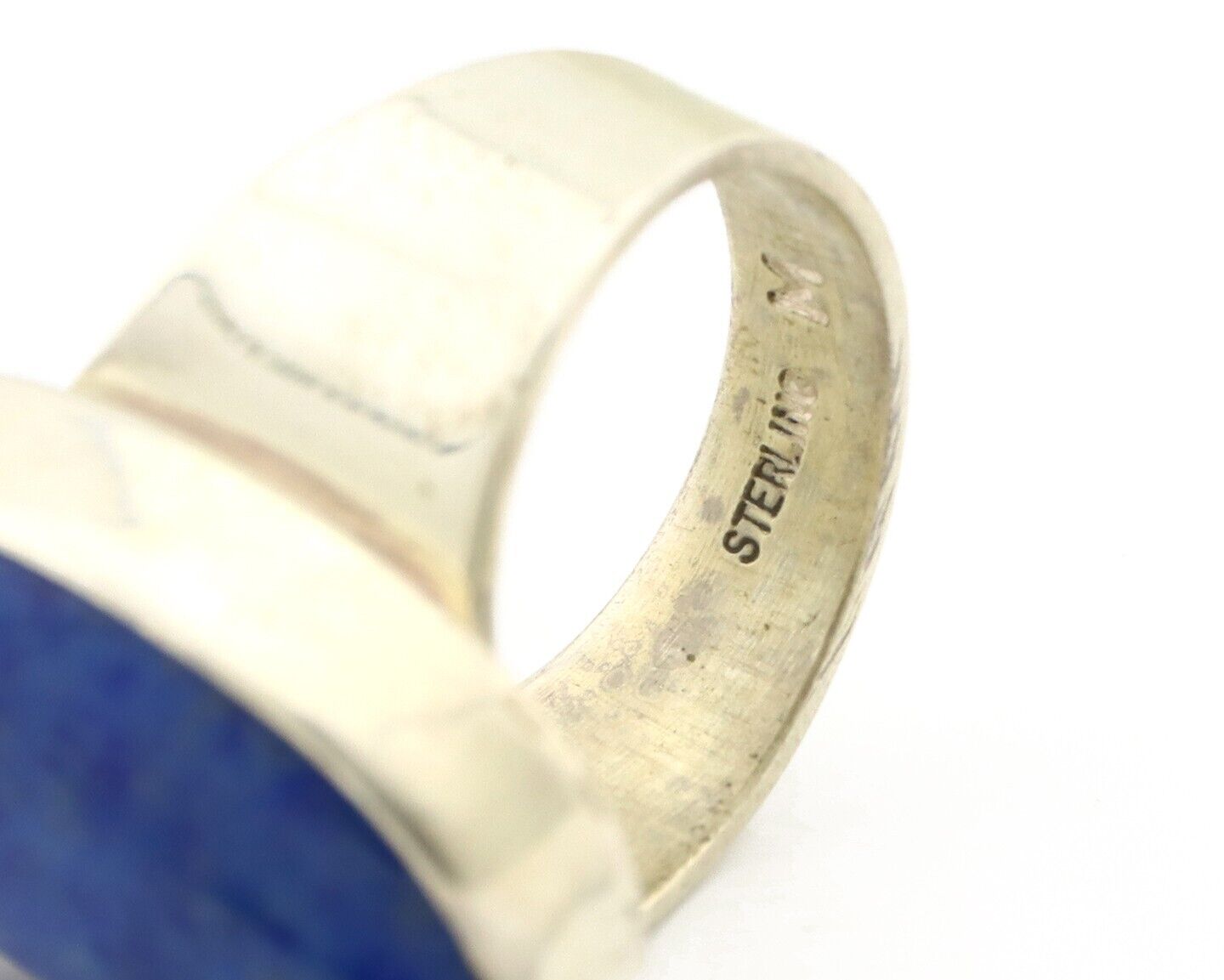 Navajo Ring 925 Silver Natural Lapis Artist Signed Wilbur Musket Jr C.80's