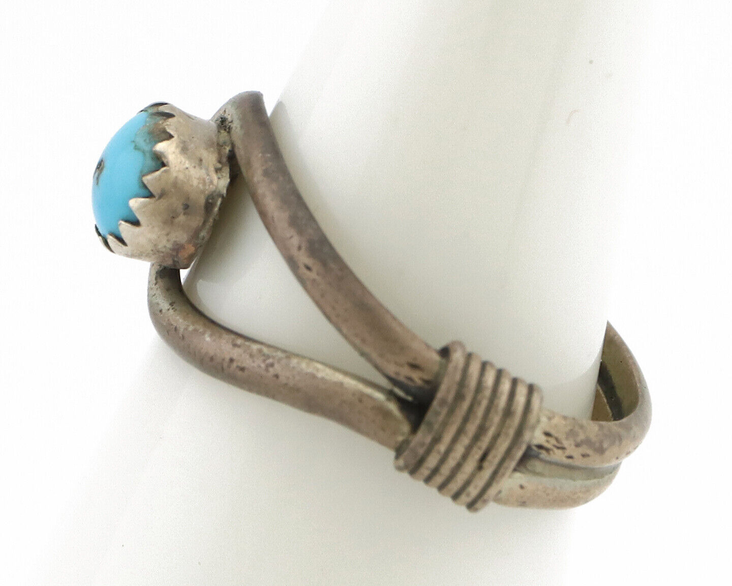 Navajo Ring 925 Silver Morenci Turquoise Native Artist C.80s