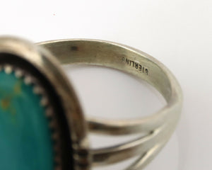 Navajo Ring .925 Silver Kingman Turquoise Native American Artist C.1980's