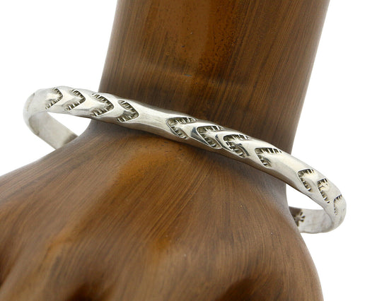 Navajo Bracelet .925 Silver Hand Stamped Arrow Head Artist Begay & Montoya C80s