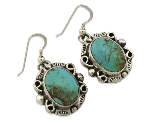 Navajo Earrings .925 Silver Southwest Turquoise Signed Calvin Peterson C.80