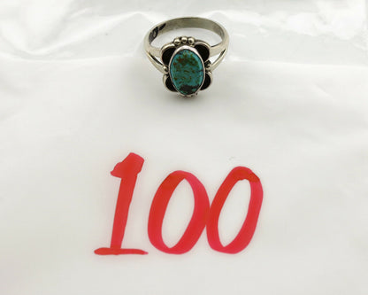 Navajo Ring .925 Silver Blue Turquoise Artist Signed RRD C.1980's