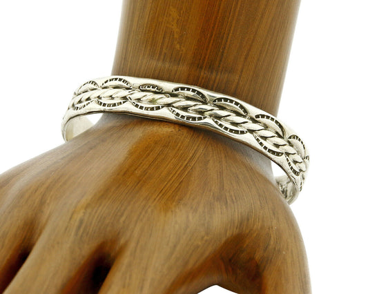 Small Women's Navajo Bracelet .925 Silver Handmade Cuff Signed Montoya C.1980's