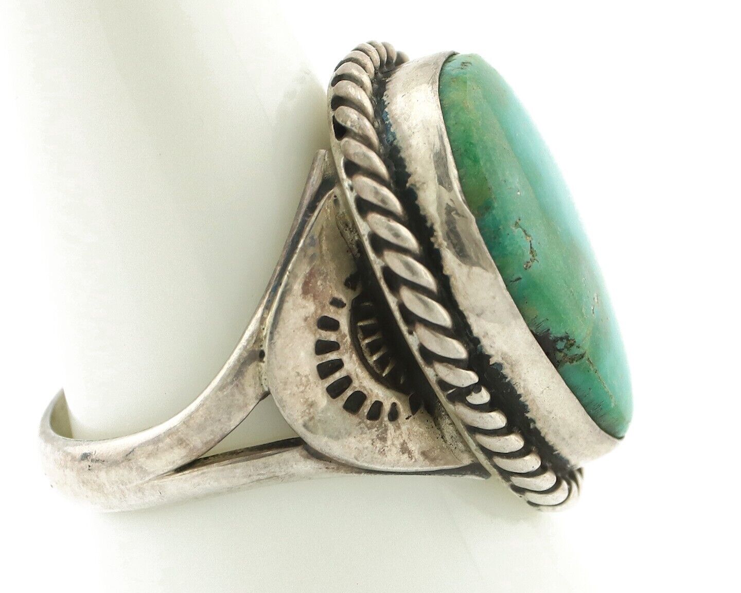 Navajo Ring .925 Silver Royston Turquoise Native Artist Signed C.80's