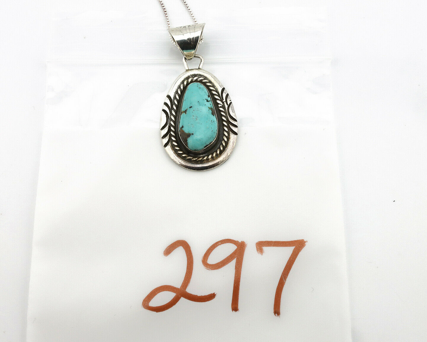 Navajo Pendant .925 Silver Bisbee Turquoise Artist Signed JP C.80's