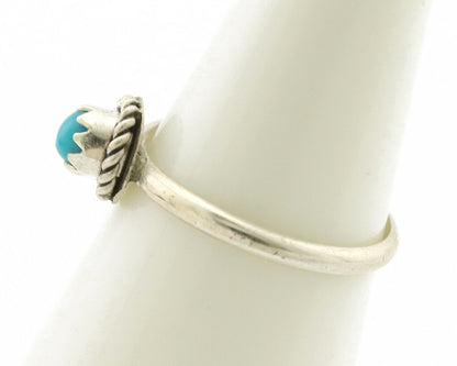 Navajo Ring .925 Silver Blue Turquoise Size 3.0 Native Artist C.1980s