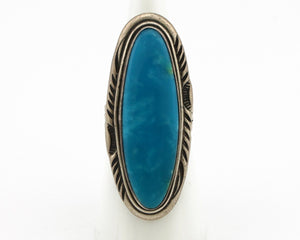 Navajo Ring 925 Silver Nevada Blue Turquoise Artist Signed D Zachary C.80s