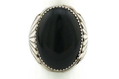 Navajo Ring .925 Silver Black Onyx Native American Artist C.80's