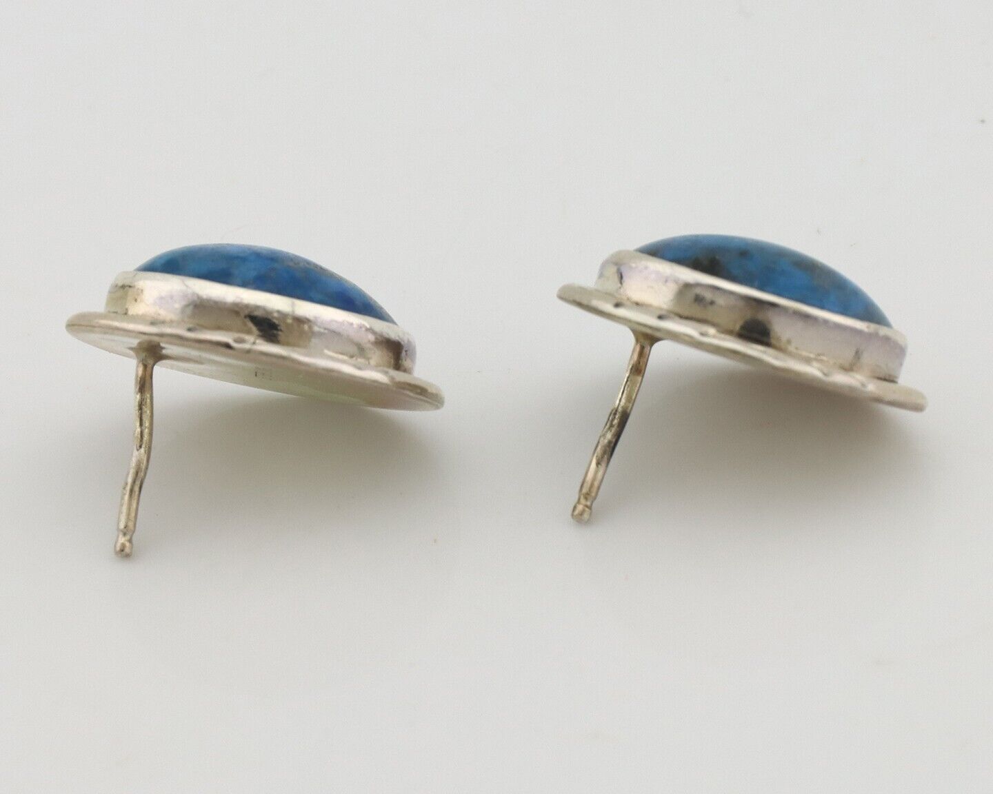 Navajo Earrings 925 Silver Natural Denim Lapis Native American Earrings C.80's