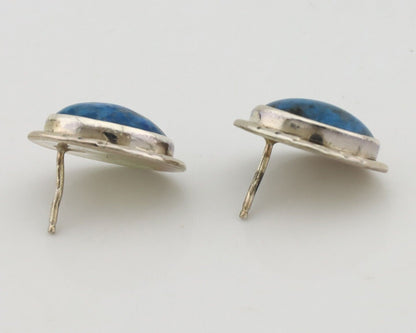 Navajo Earrings 925 Silver Natural Denim Lapis Native American Earrings C.80's