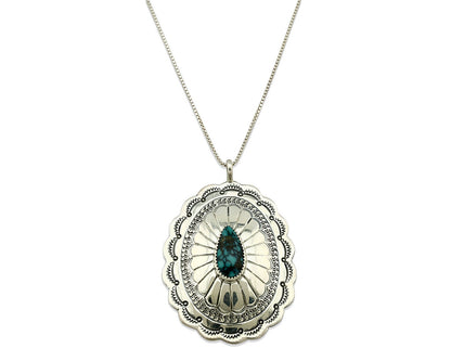 Navajo Necklace .925 Silver Spiderweb Turquoise Signed Marcella James C.80's