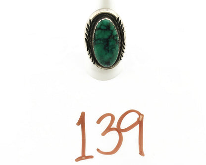 Navajo Ring .925 Silver Green Spiderweb Turquoise Native American C.80's