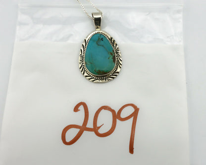 Navajo Pendant .925 Silver Blue Turquoise Artist Signed PB C.80's