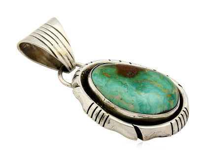 Navajo Pendant .925 Silver Royston Turquoise Signed Artist FT C.80's