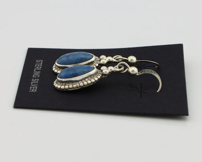 Navajo Earrings 925 Silver Natural Royal Blue Lapis Native American Artist C90s