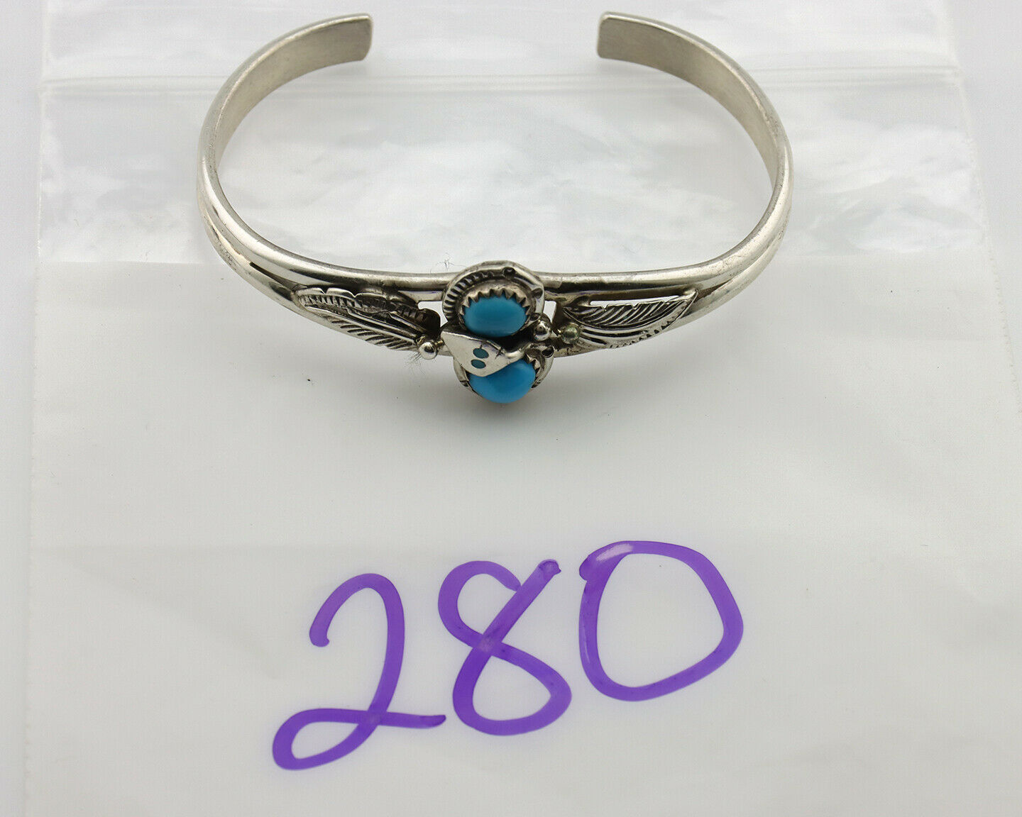 Navajo Bracelet .925 Silver Blue Turquoise Signed H Spencer C.80's