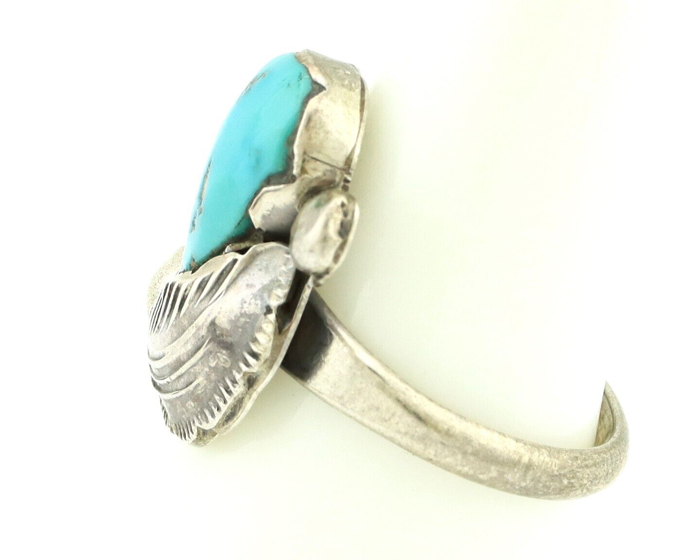 Zuni Ring 925 Silver Natural Blue Gem Turquoise Artist Signed Simplicio C.80's