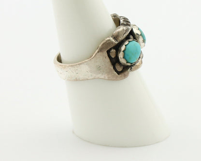 Navajo Ring .925 Silver Natural Blue Turquoise Native American Artist C.80's