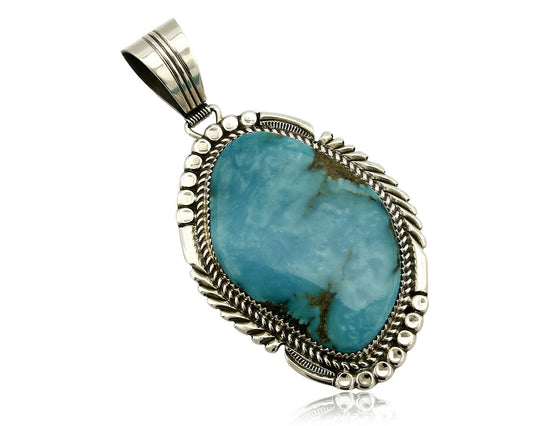 Navajo Lorren Begay Pendant Natural Turquoise .925 Silver Hand Stamped C.80's