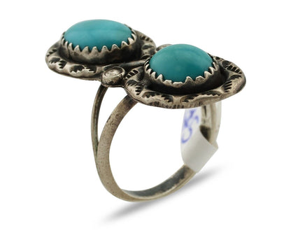 Navajo Ring .925 Silver Manassas Turquoise Native American Artist C.80's