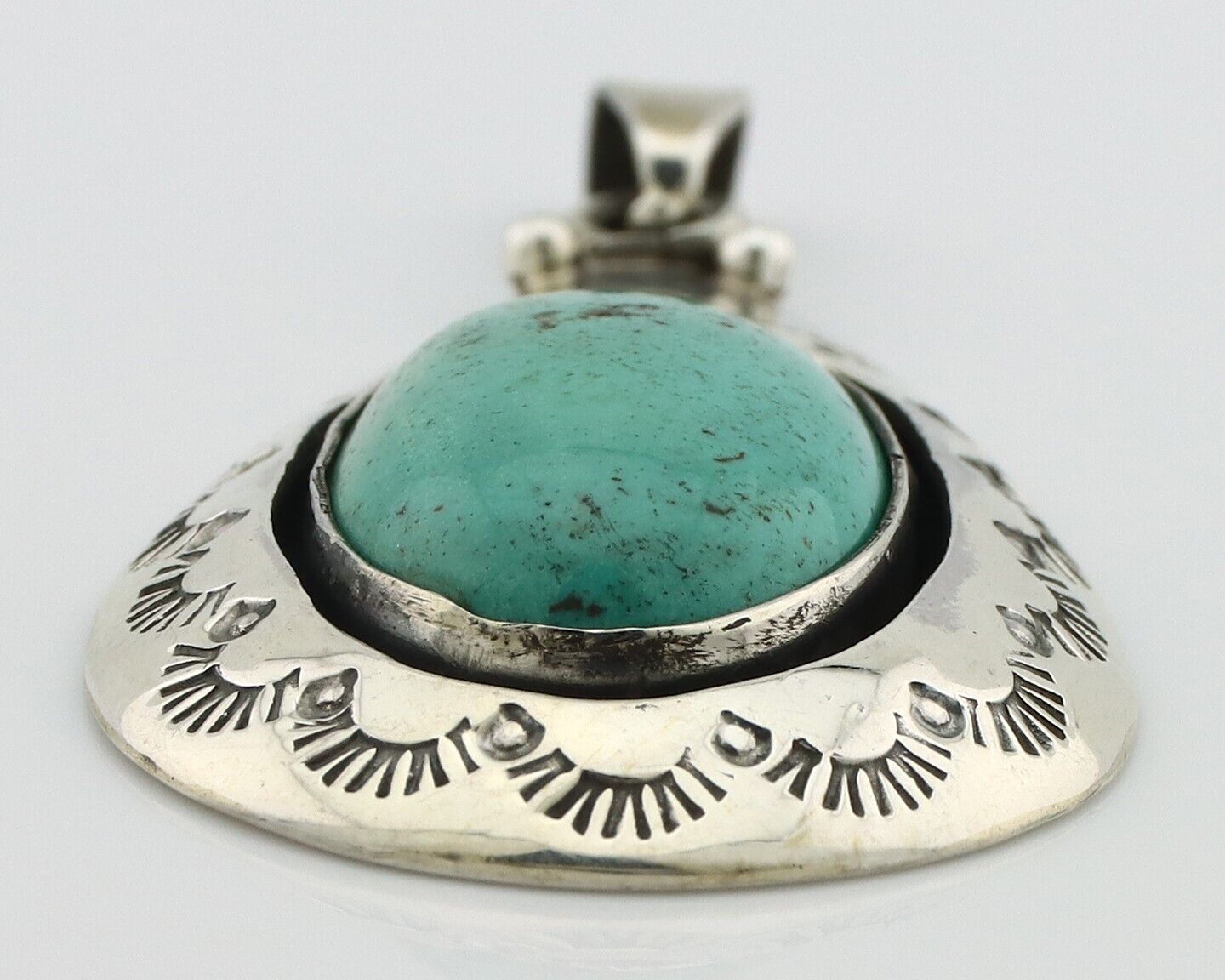 Navajo Pendant 925 Silver Natural Mined Turquoise Artist Signed C Montoya C.80's