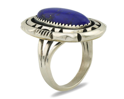 Navajo Ring 925 Silver Natural Lapis Lazuli Artist Signed William Denetdale C80s