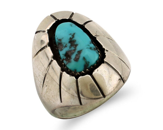 Navajo Ring 925 Silver Blue Sleeping Beauty Turquoise Artist Signed P C.80's