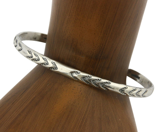 Navajo Bracelet .925 Silver Hand Stamped Arrow Head Artist I Montoya C.80's