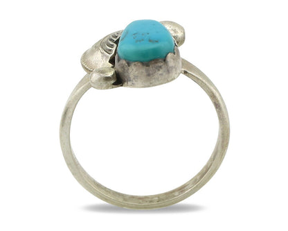 Zuni Ring 925 Silver Natural Mined Blue Turquoise Artist Signed Simplicio C.80's