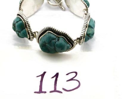 Navajo Bracelet .925 Silver Natural Sea Foam Turquoise Handmade C.80's