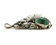 Navajo Pendant .925 Silver Kings Manassas Turquoise Signed Tom Willeto C.80's